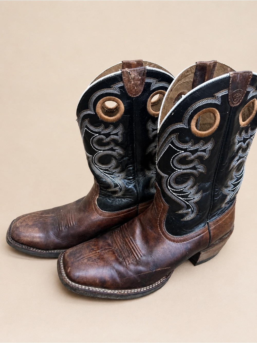 Ariat Crossfire Men’s 13D Brown Black Leather Square Toe Western Boots